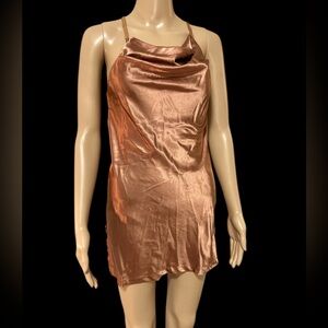 Sleek Copper Satin Dress